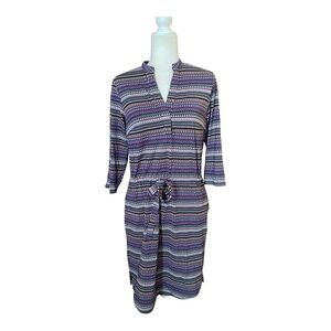 Ellie Kai Womens Stretch Casual Shirt Dress Size 4 Tie Waist Comfort Work Wear